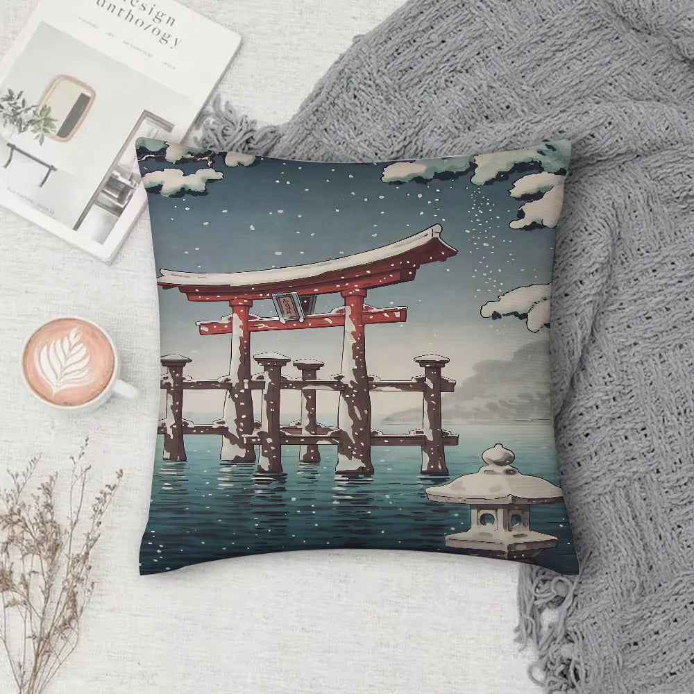 Housse de Coussin Japonaise Torii