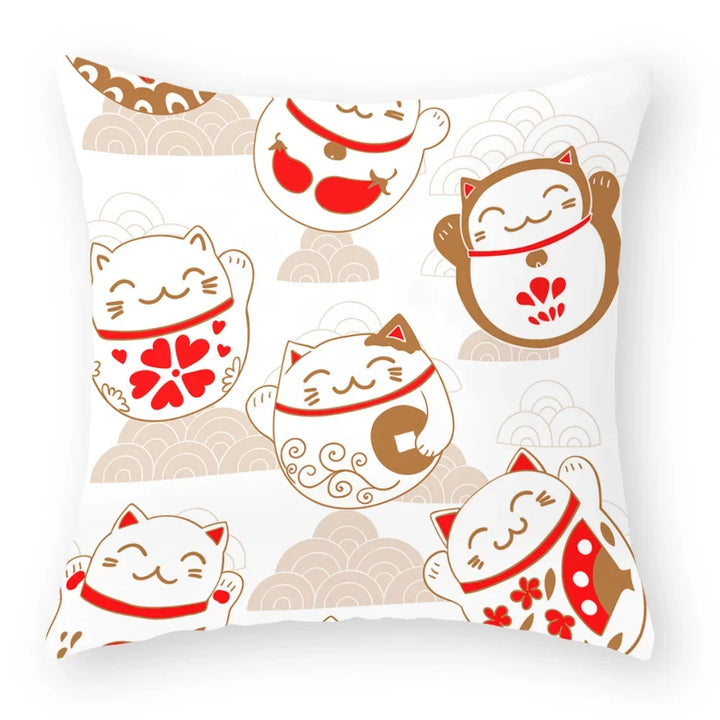 Housse de Coussin Maneki Neko