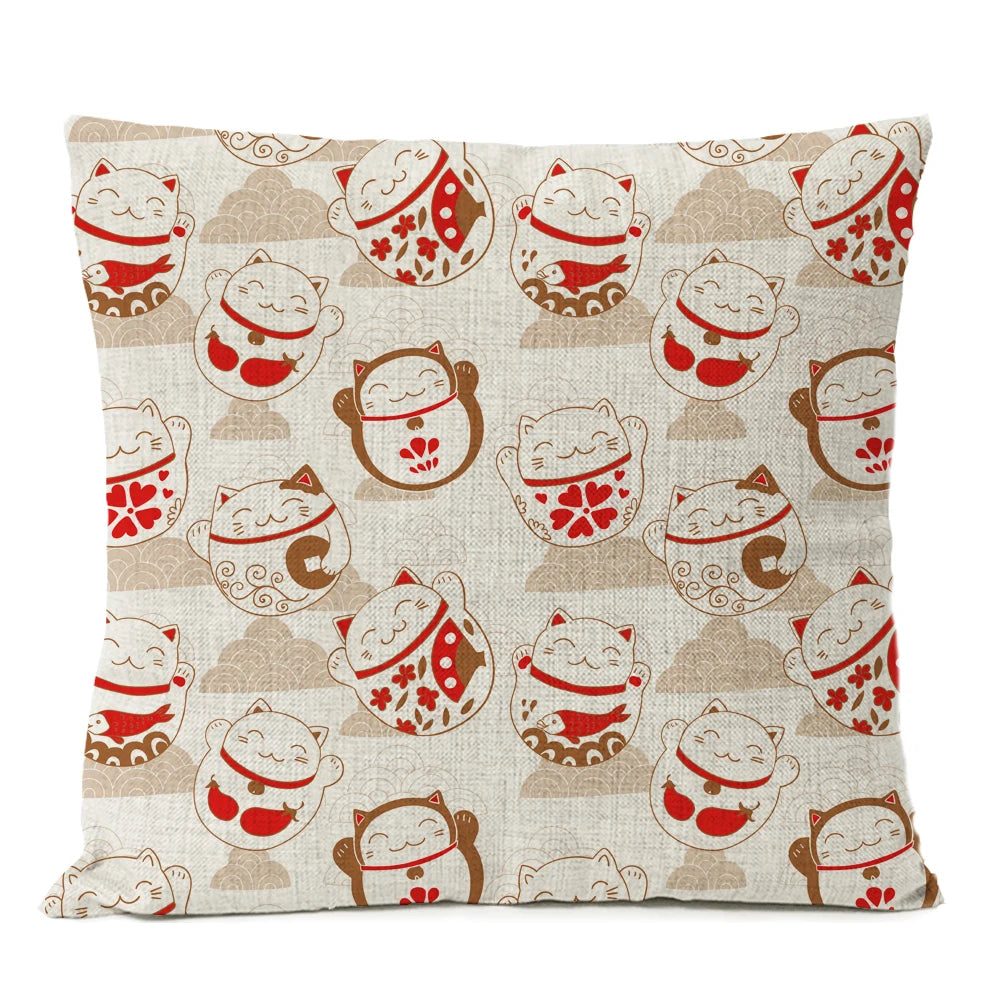 Housse de Coussin Maneki Neko