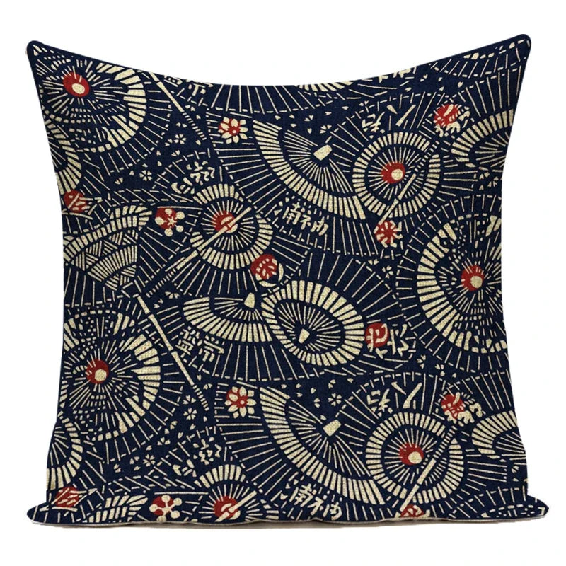 Housse de Coussin Ombrelles Japonaises
