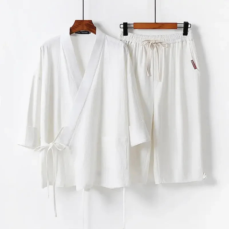 Jinbei Homme Ample et Court Blanc