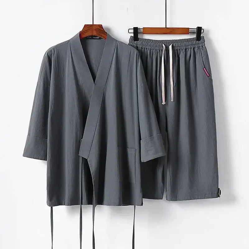 Jinbei Homme Ample et Court Gris