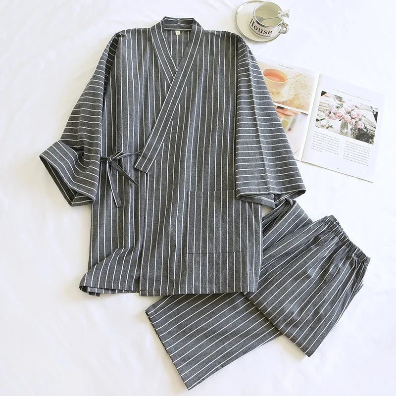Jinbei Homme Confortable à Rayures