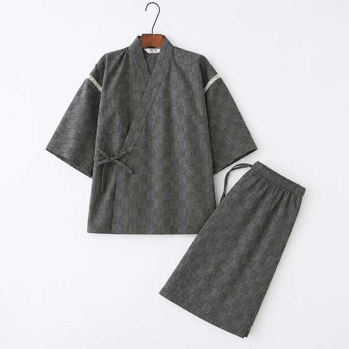 Jinbei Homme Court à Carreaux Epuré Confortable