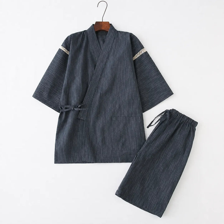 Jinbei Homme Court Minimaliste Bleu