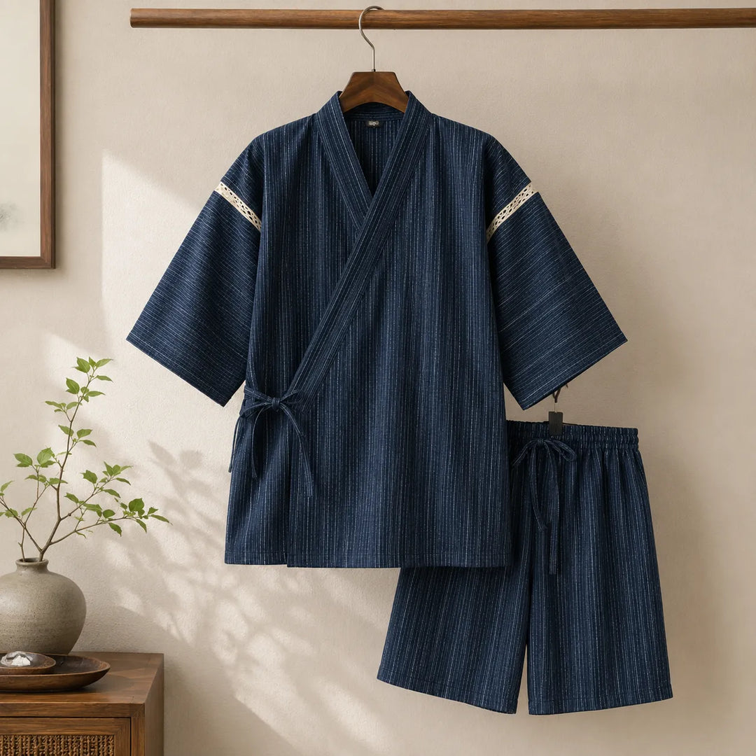 Jinbei Homme Court à Rayures Unique