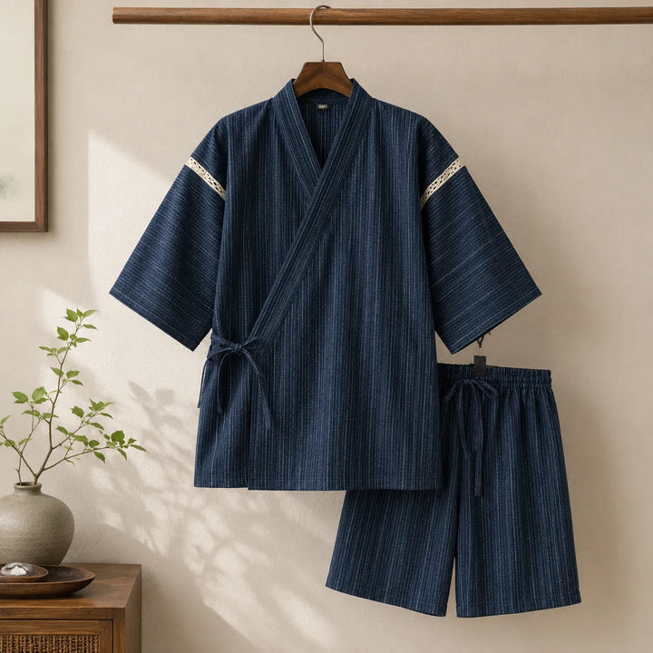 Jinbei Homme Court à Rayures Unique