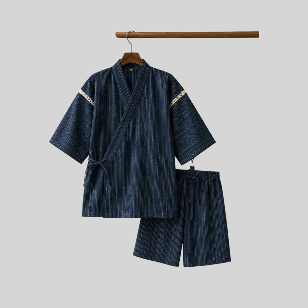Jinbei Homme Court à Rayures fluide
