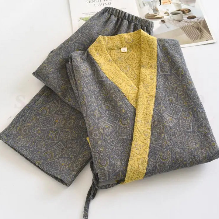Jinbei Homme Gris et Jaune Confortable