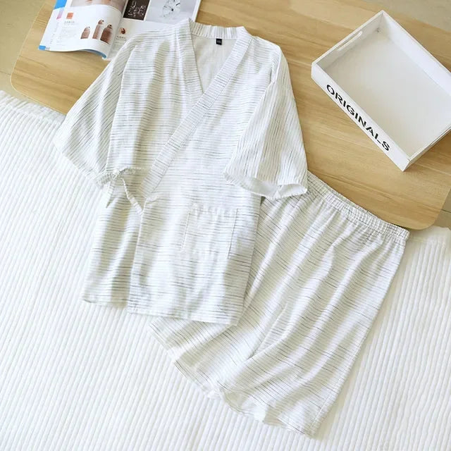 Jinbei Homme Japonais Short Blanc