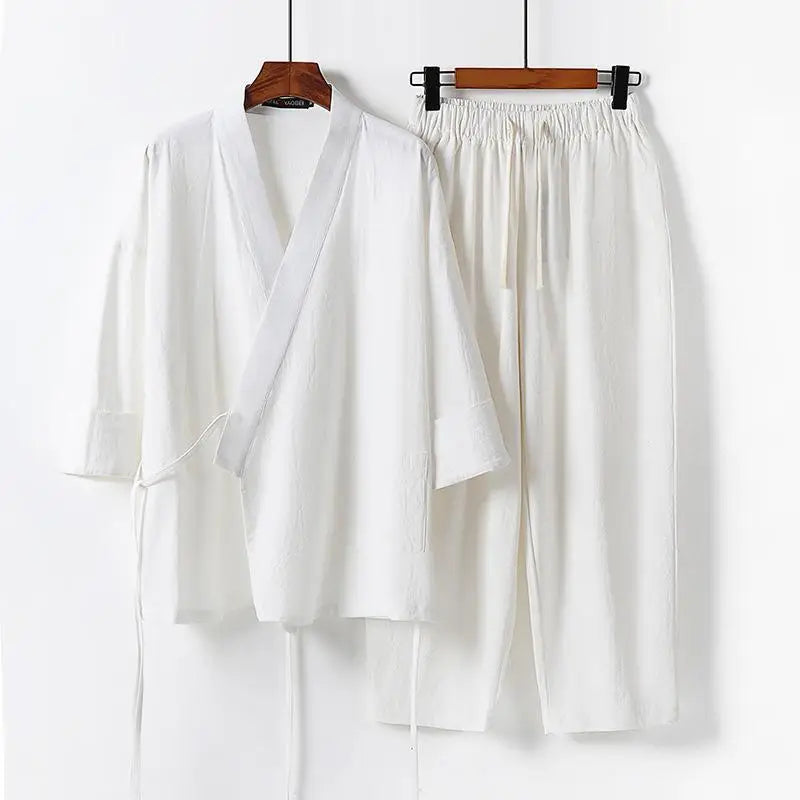 Jinbei Homme Léger à Lacet blanc
