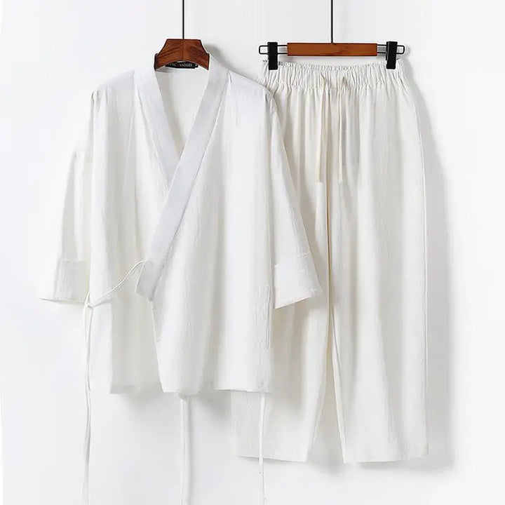 Jinbei Homme Léger à Lacet blanc