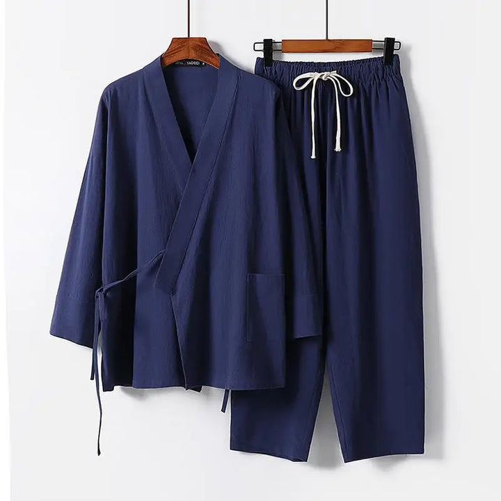 Jinbei Homme Léger à Lacet bleu