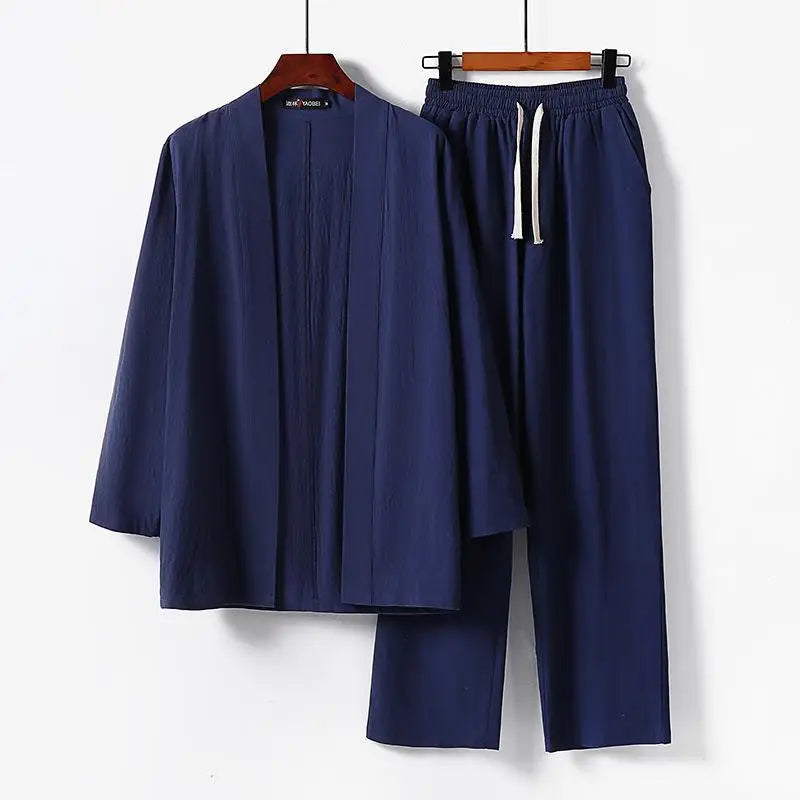 Jinbei Homme Léger Ouvert bleu
