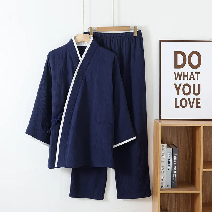 Jinbei Homme à Manches Longues en Coton léger