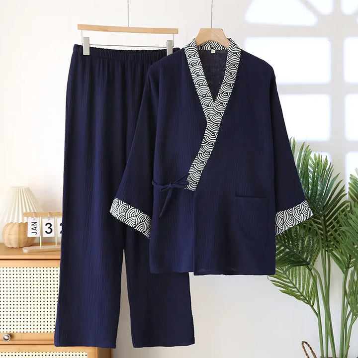Jinbei Homme Motif Vague Bleu
