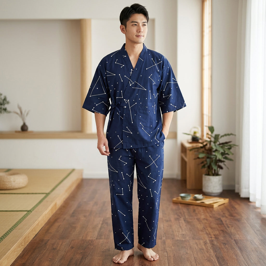 Jinbei Homme à Motifs Géométriques fluide