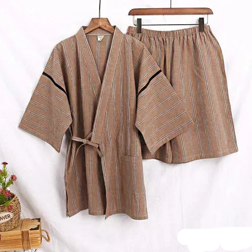 Jinbei Homme Rayé à Manches Courtes