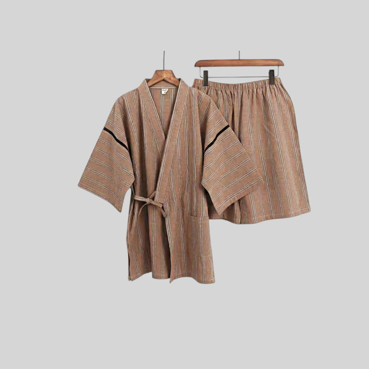 Jinbei Homme Rayé à Manches Courtes chic