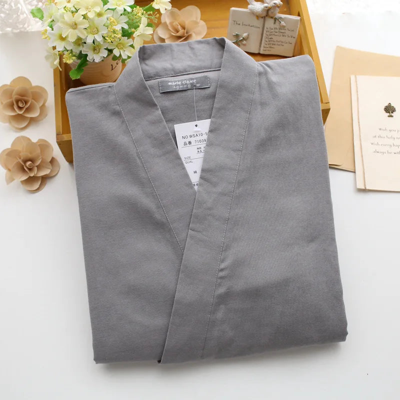Jinbei Homme Uni en Coton Gris