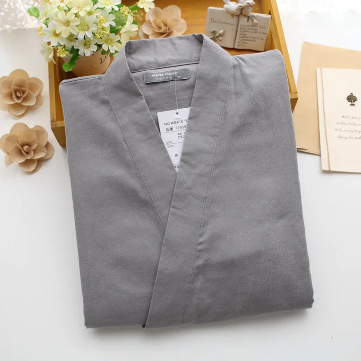 Jinbei Homme Uni en Coton Gris