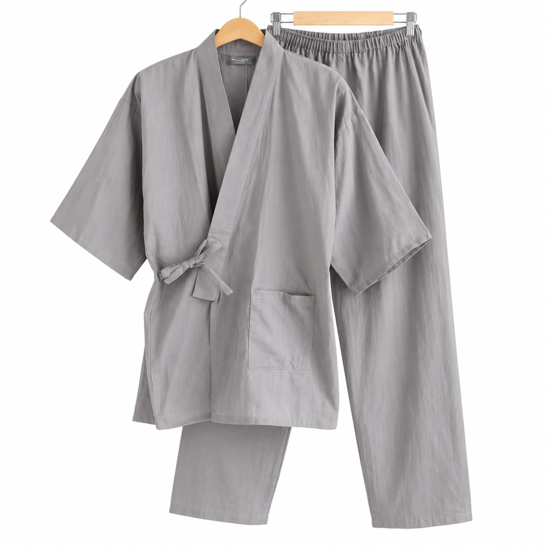 Jinbei Homme Uni en Coton gris