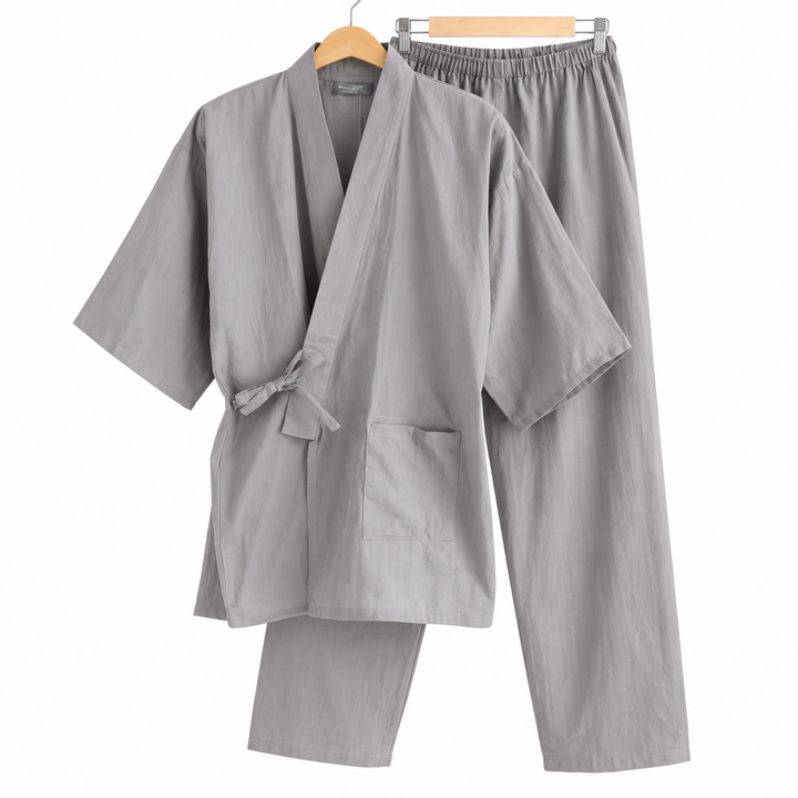 Jinbei Homme Uni en Coton gris