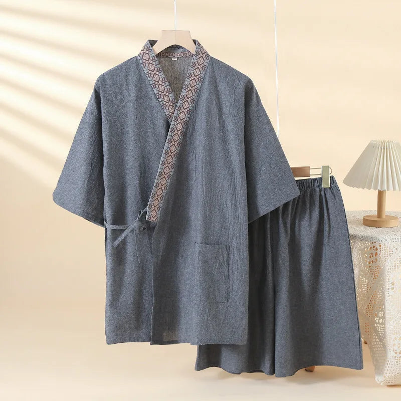 Jinbei Homme en Coton Léger gris