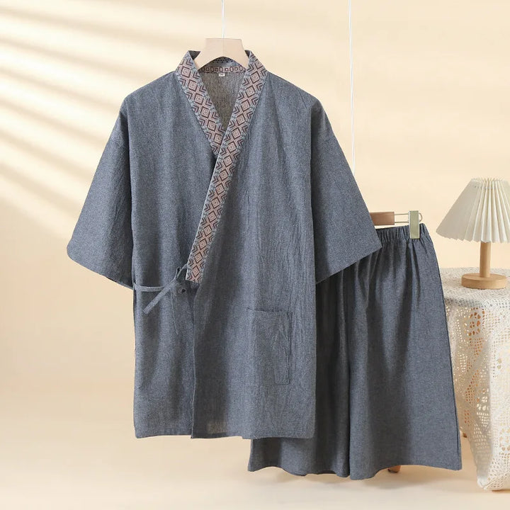 Jinbei Homme en Coton Léger gris
