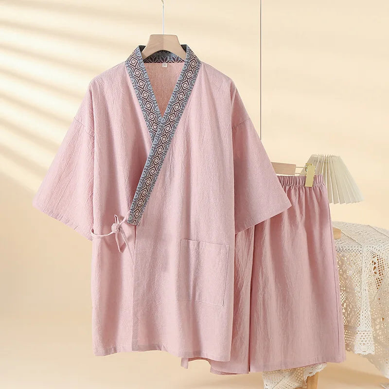 Jinbei Homme en Coton Léger rose