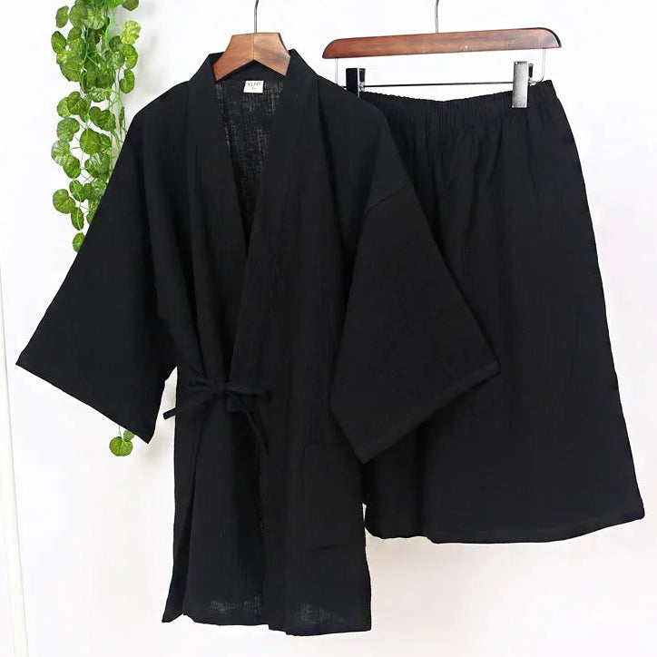 Jinbei Japonais Confortable pour Homme Noir
