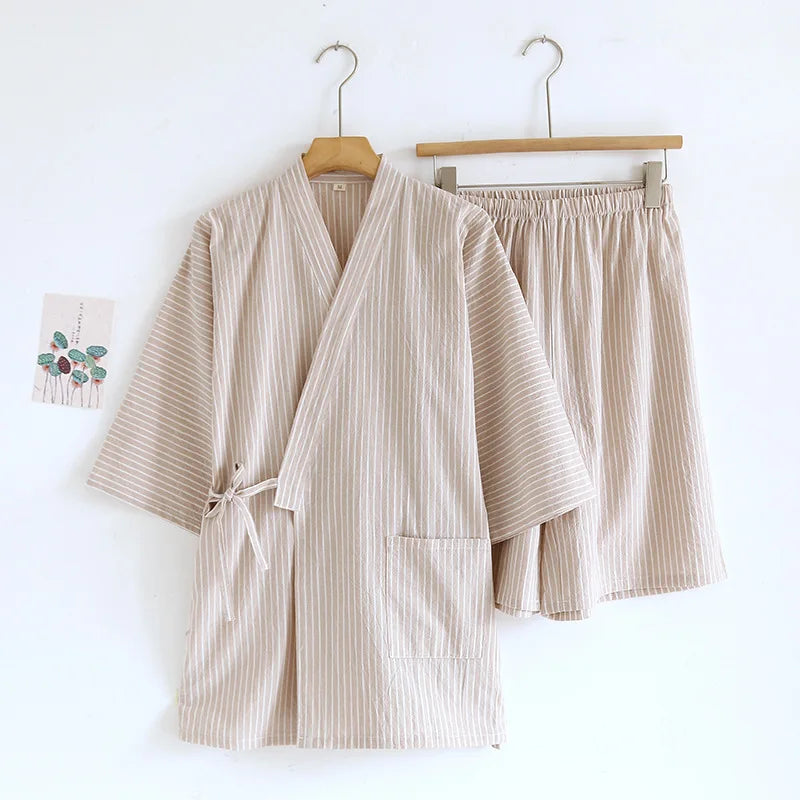 Jinbei Léger pour Homme Beige Rayé