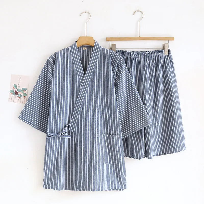 Jinbei Léger pour Homme Bleu Rayé
