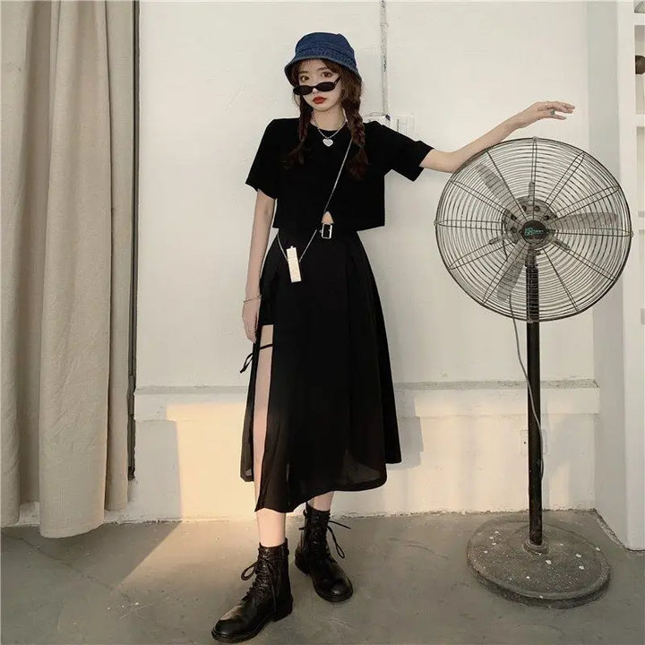 Jupe Japonaise Asymétrique à Lacets