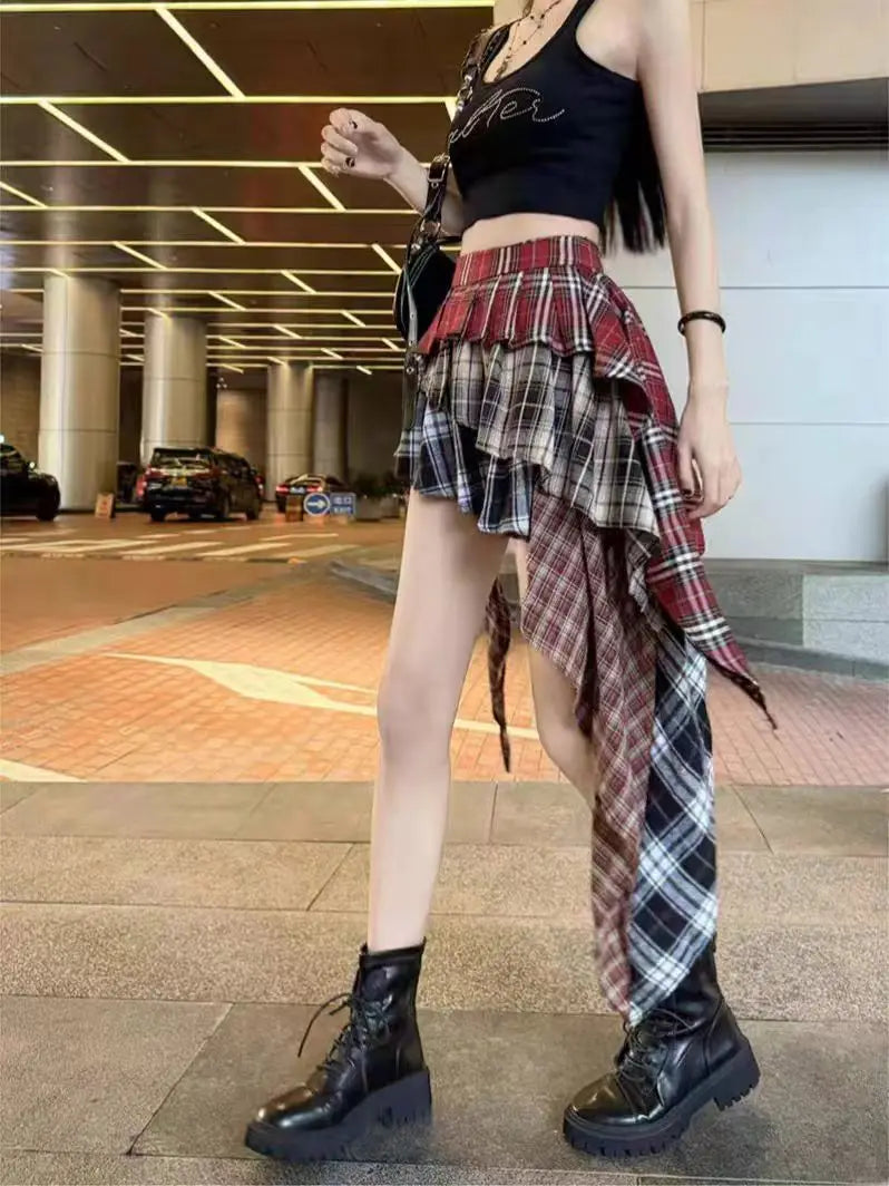 Jupe Japonaise Carreaux Asymétrique 