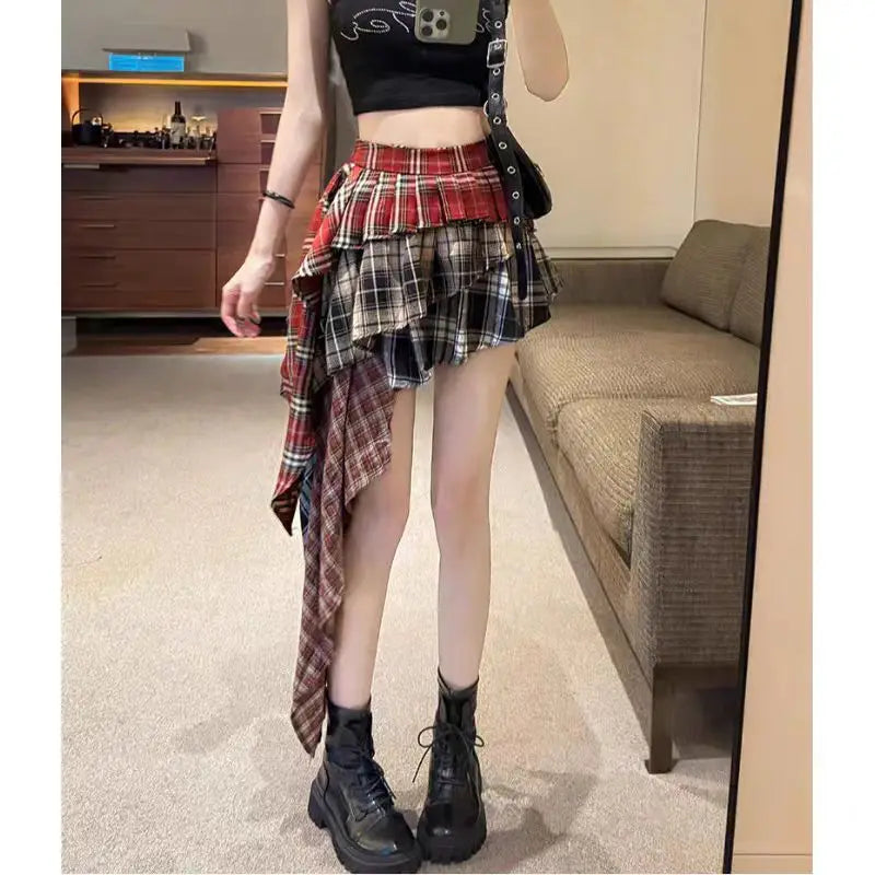 Jupe Japonaise Carreaux Asymétrique Unique