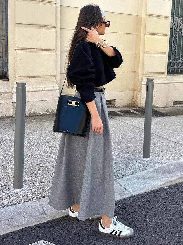 Jupe Japonaise Décontractée Grise Chic