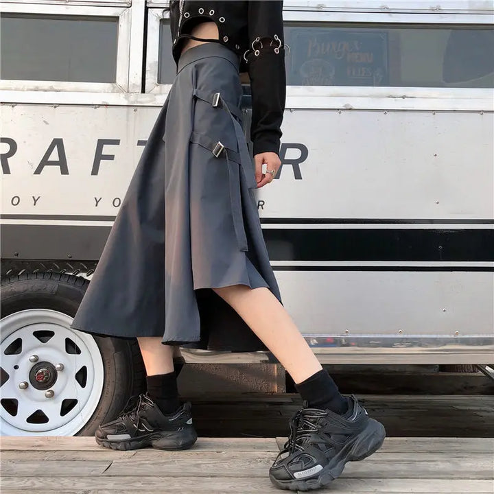 Jupe Japonaise Irrégulière Streetwear Gris