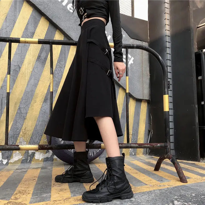Jupe Japonaise Irrégulière Streetwear Noir
