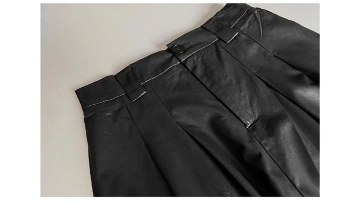 Jupe Japonaise Longue Plissée en Cuir Unique