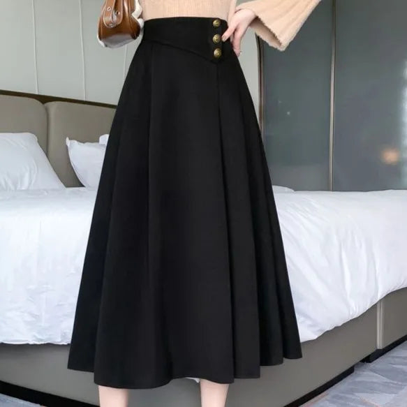 Jupe Japonaise Mi- Longue Boutonnée