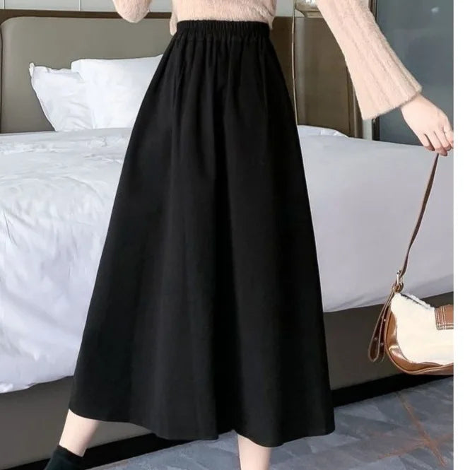 Jupe Japonaise Mi- Longue Boutonnée Noir
