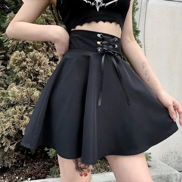 Jupe Japonaise Noire à Lacet Chic