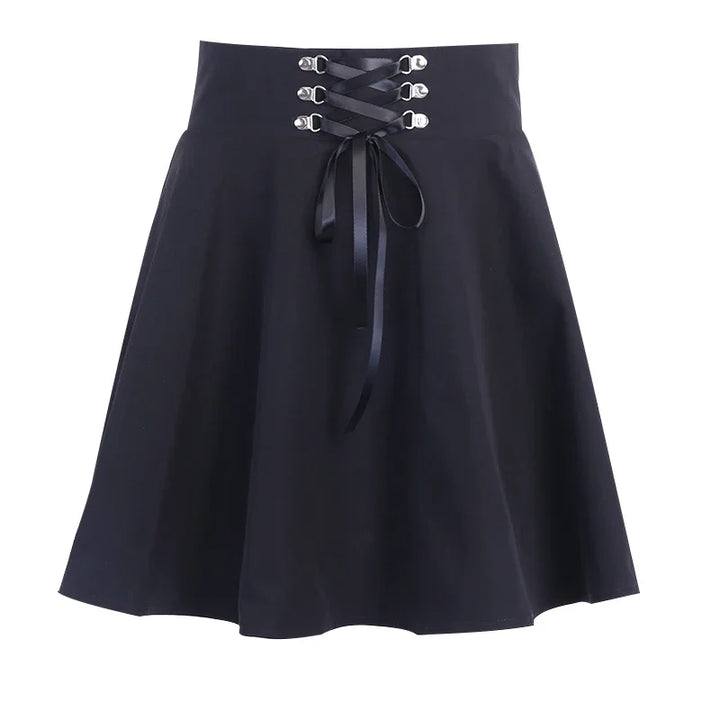 Jupe Japonaise Noire à Lacet Noir