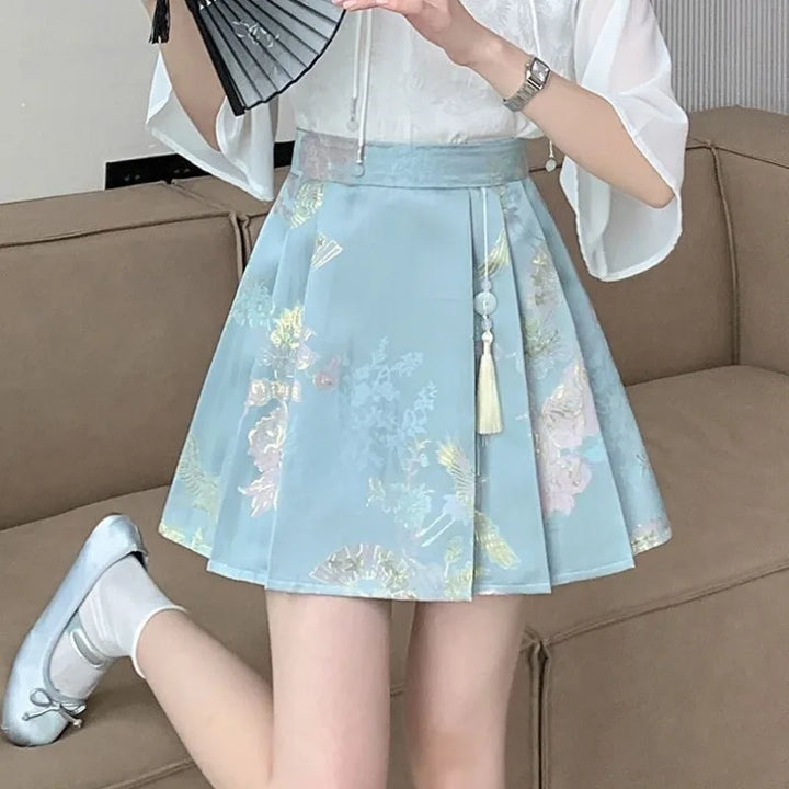 Jupe Japonaise Plissée à Pompon 