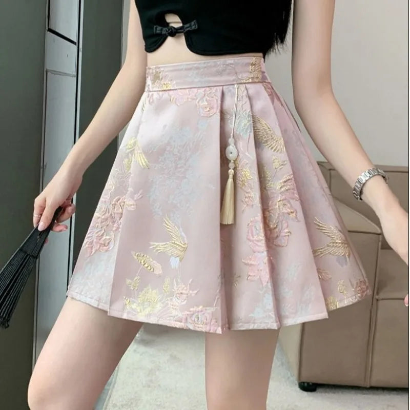 Jupe Japonaise Plissée à Pompon Chic