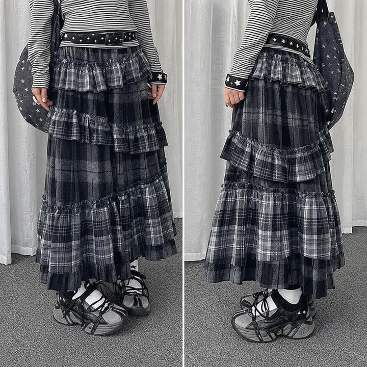 Jupe Longue Japonaise à Volants Chic
