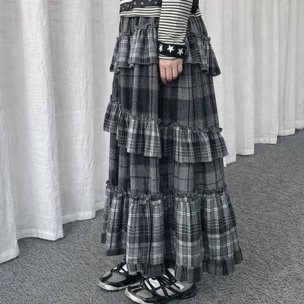 Jupe Longue Japonaise à Volants Unique
