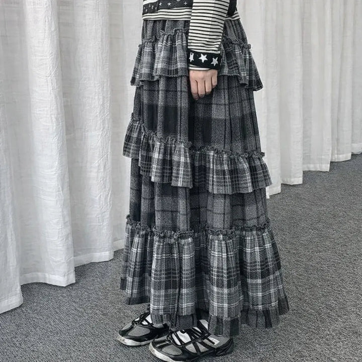 Jupe Longue Japonaise à Volants Unique