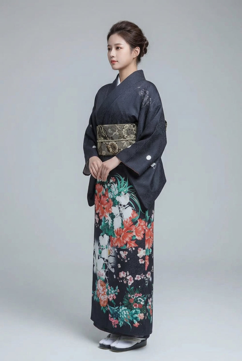 Kimono Femme Vintage Fleuri raffiné